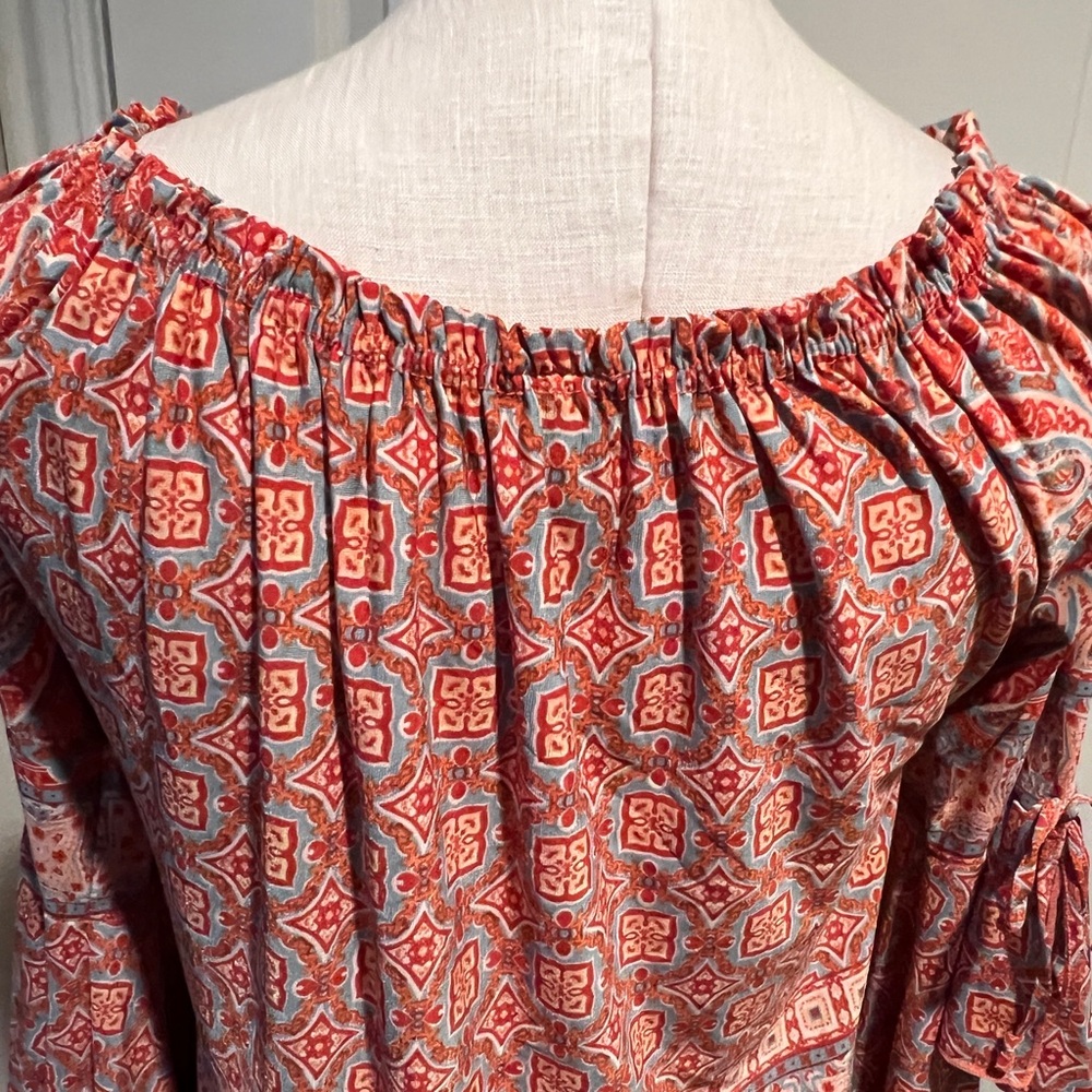 Lildy Tie Sleeve Long Tunic Romantic Floaty Top BOHO - Picture 5 of 7